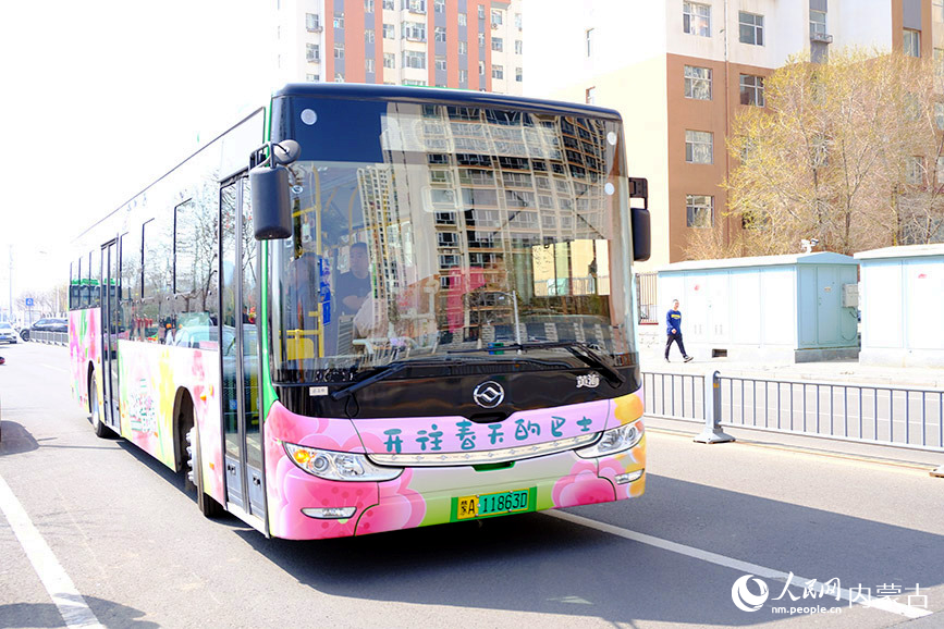 4月19日，呼和浩特市“開往春天的巴士2.0”賞花公交專線運(yùn)營。人民網(wǎng)記者 劉藝琳攝